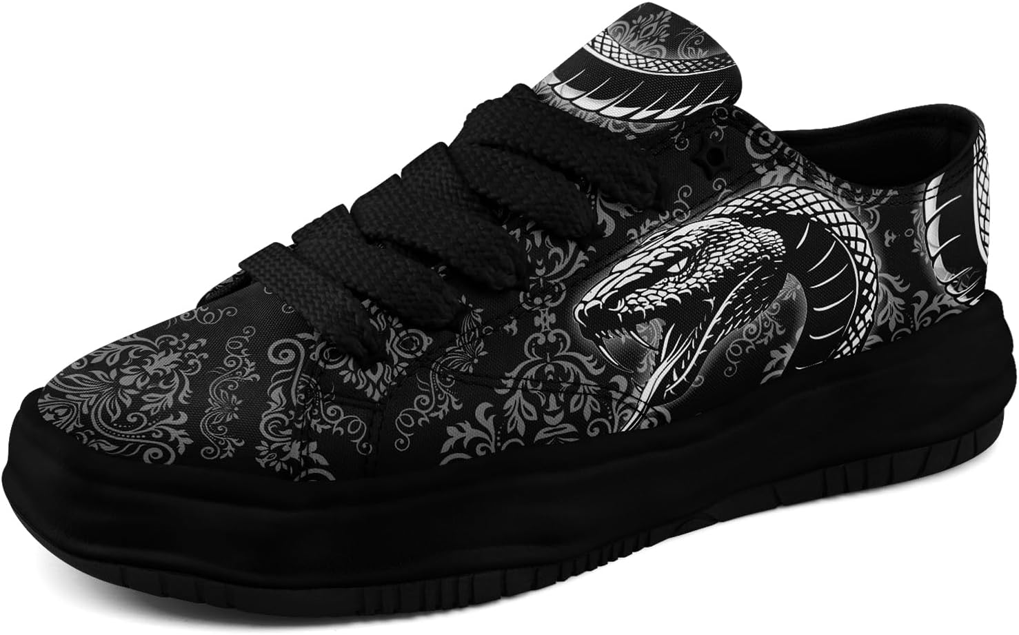 

Кеды на низкой подошве для мужчин и женщин, яркие с черепом, легкие и удобные для прогулок Coolcustomize, черный