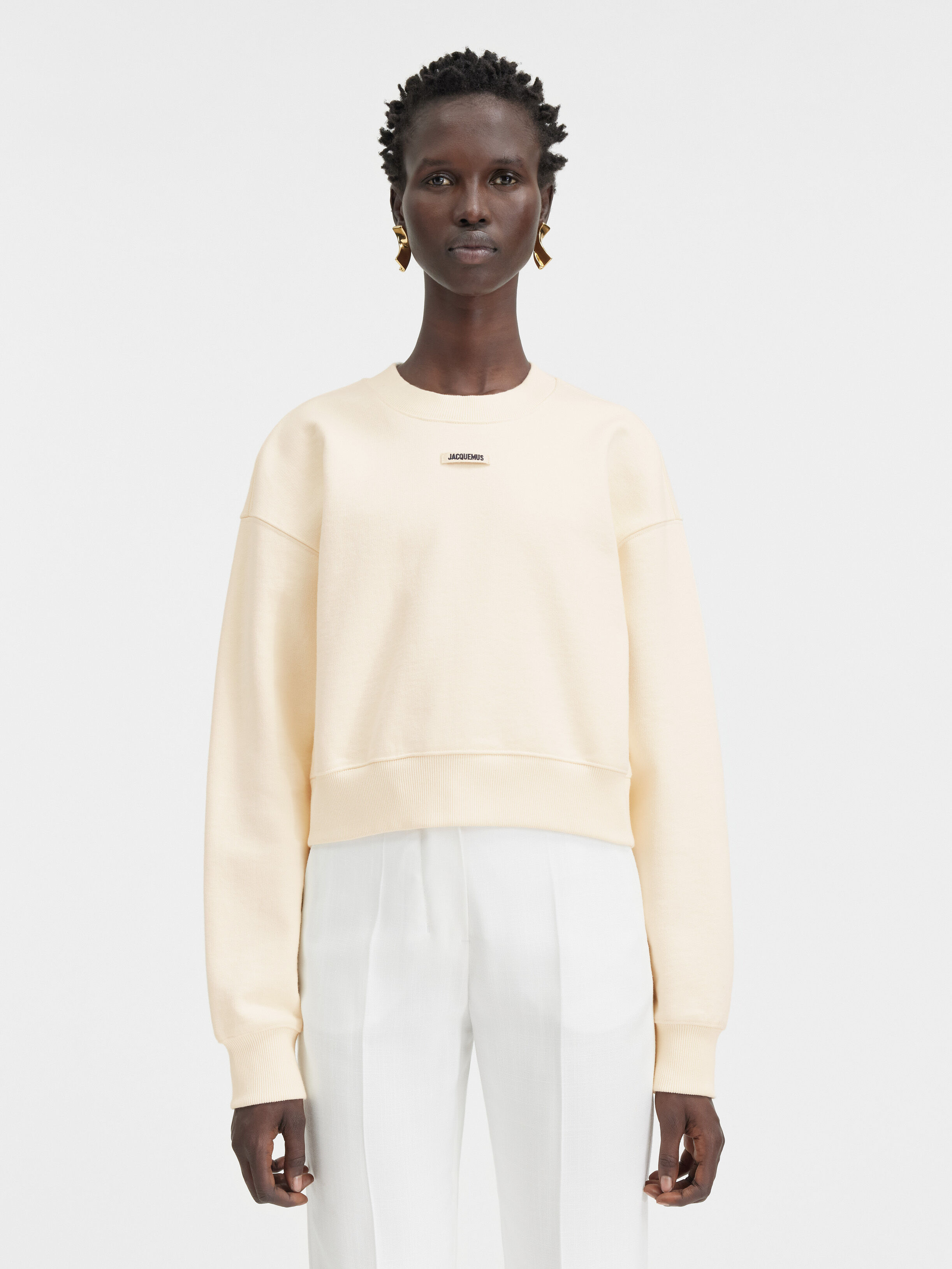 

Пуловер с логотипом Grosgrain JACQUEMUS The Gros Grain sweatshirt, светло-бежевый