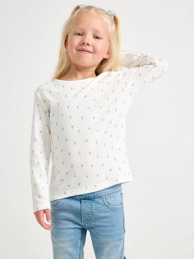 

Детский хлопчатобумажный топ в цветочек pointelle Lindex, цвет Light Dusty White