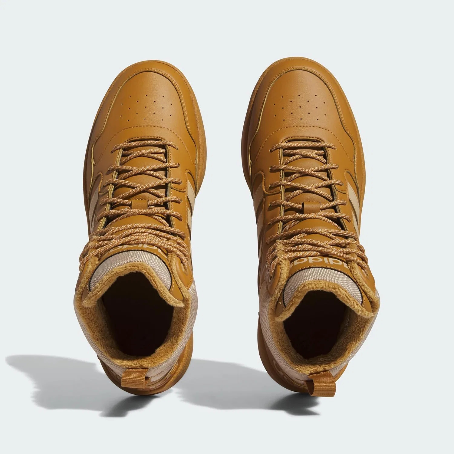 Мужские баскетбольные кроссовки Adidas Hoops 3.0 Mid Lifestyle Classic с меховой подкладкой, зимние, Mesa Magic Beige Mesa — фото 3