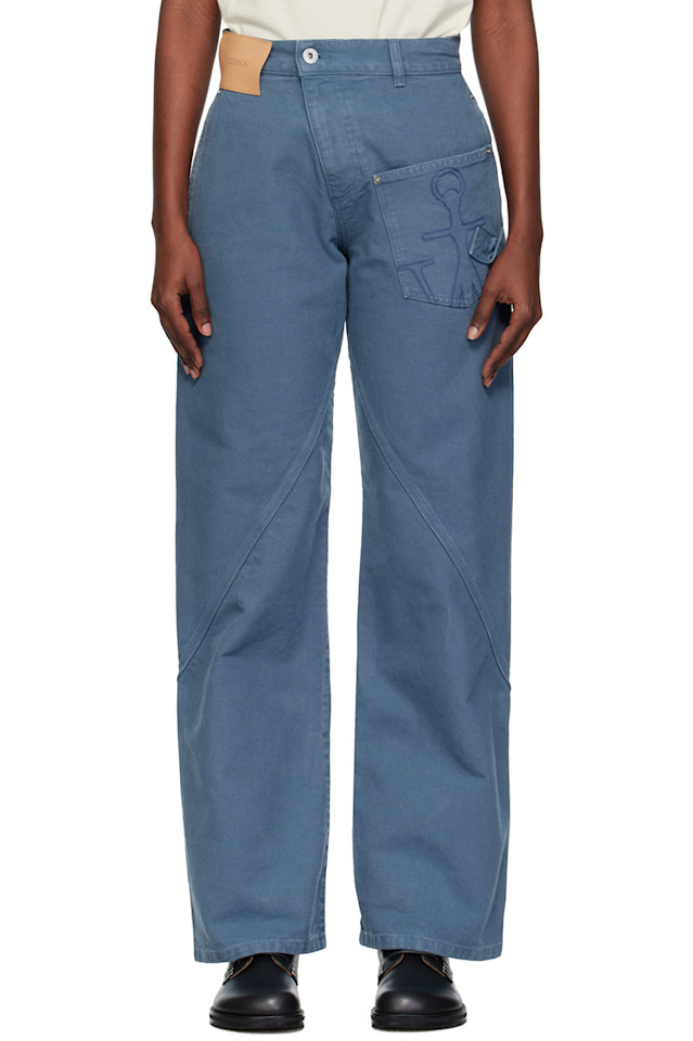 

Jw Anderson Синие рабочие брюки с перекрученным низом