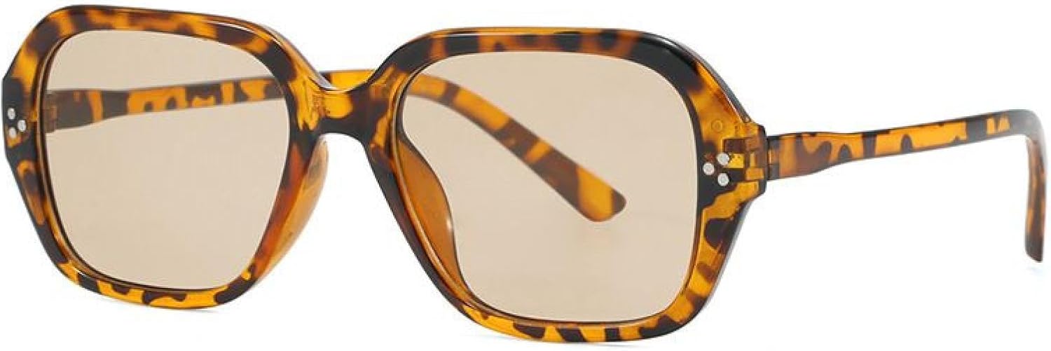 

Классические большие солнцезащитные очки для мужчин, модные зеркальные черные солнцезащитные очки унисекс в винтажном стиле для вождения, защита от УФ-излучения UV400 TKKTLLT, Tofu Light Tea