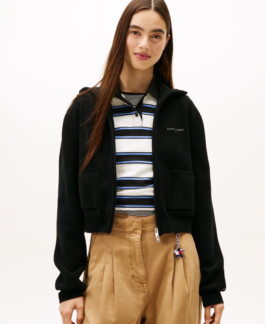 

Женский уютный кардиган с длинными рукавами и надписью Tommy Jeans, Black