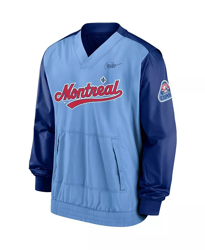 Мужская толстовка с V-образным вырезом Royal, светло-голубой Montreal Expos Cooperstown Collection Nike — фото 3