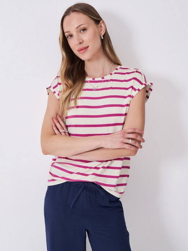 

Футболка с рубиновой полоской Crew Clothing, Pink/White