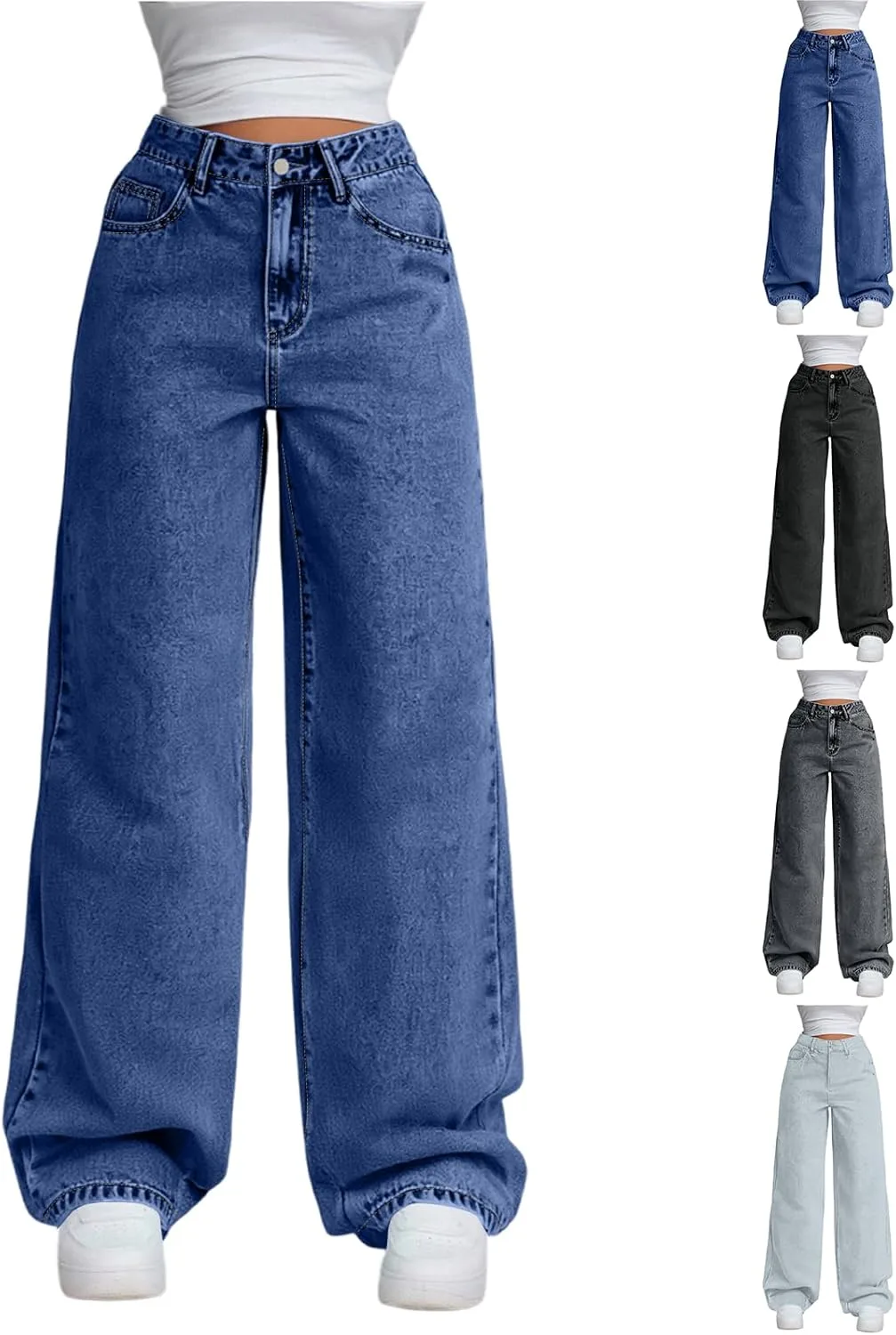 

Багги джинсы для женщин с высокой посадкой и карманами