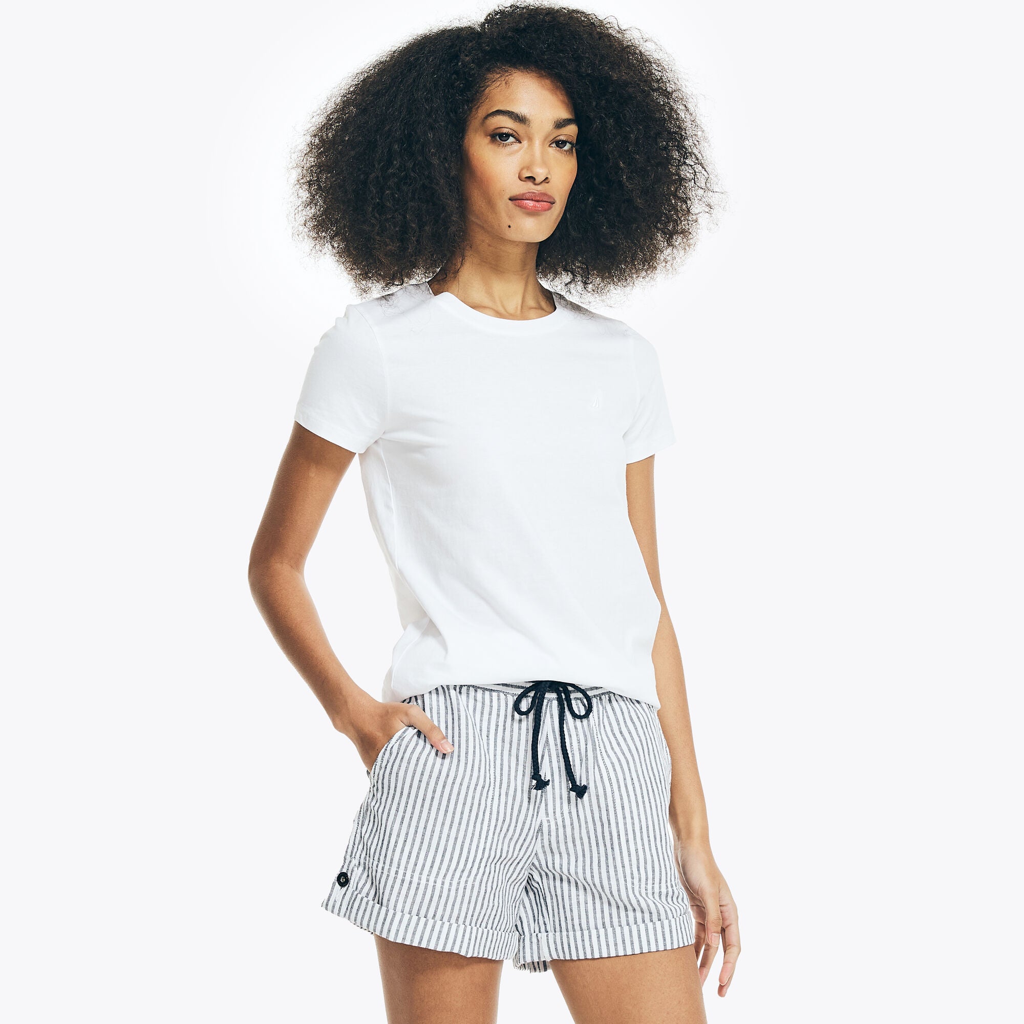

Женская однотонная футболка с круглым вырезом Nautica, цвет bright white