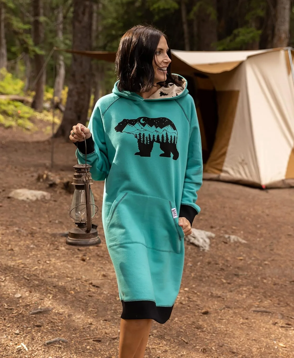 Толстовка с капюшоном оверсайз, удобная одежда для сна Lazy One, Mountain Bear Sleep Hoodie — фото 3