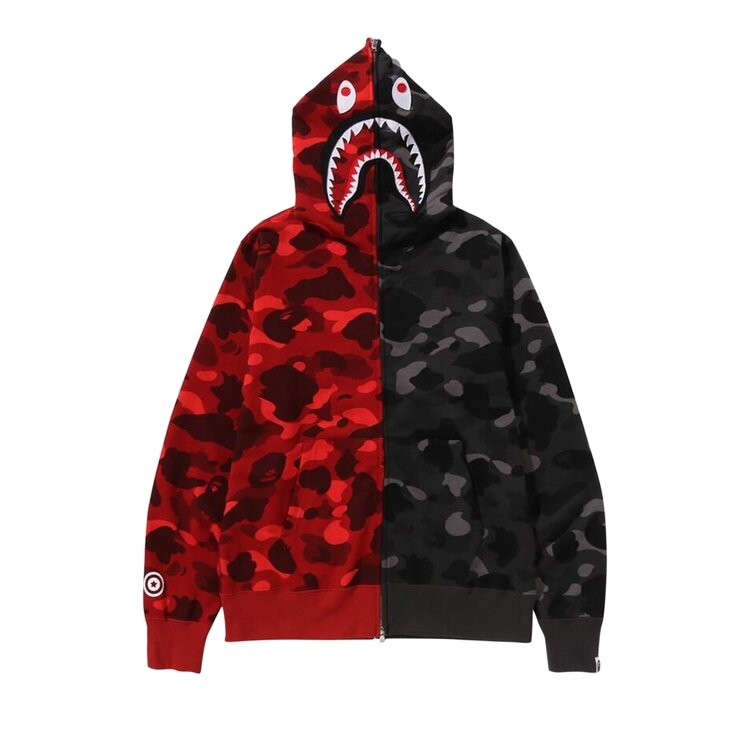 

Худи BAPE Color Camo Separate Shark Full Zip Hoodie, цвет Red/Black