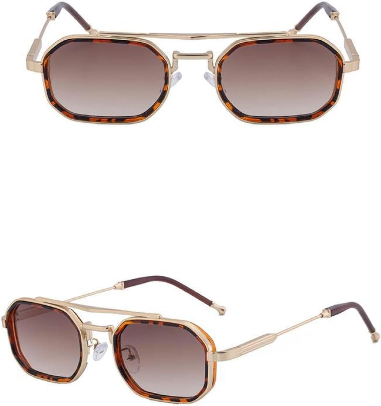 

Мужские прямоугольные солнцезащитные очки в стиле панк с тонкой оправой, роскошные, в стиле стимпанк, с защитой от УФ-излучения UV400, винтажные, с двойным лучом TVTBBVV, C6gradientbrown