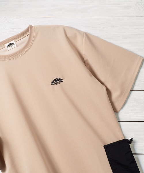 

Футболка с коротким рукавом, атласный нейлон, с карманом BAYBLO, бежевый