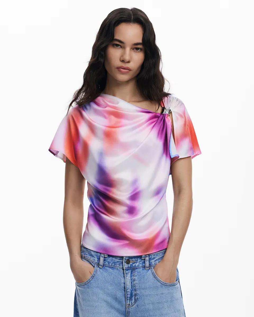 

Женская драпированная блузка с градиентным узором Desigual, мультиколор