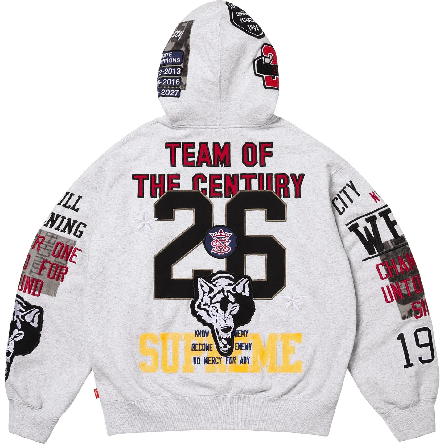 Худи Supreme Warriors Appliqué Zip Up Unisex Ash — фото 3