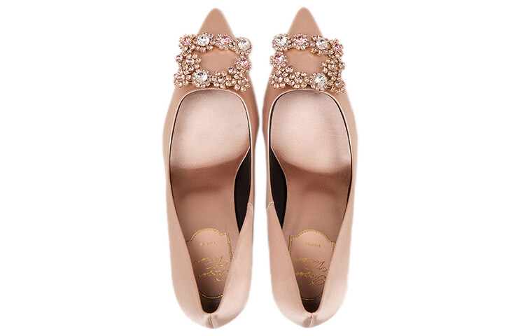 Женские туфли на высоком каблуке Roger Vivier Flower со стразами — фото 4