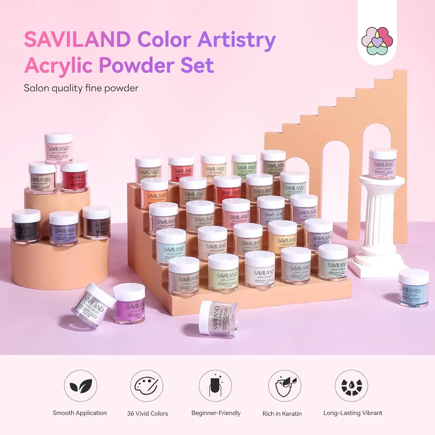 Набор акриловой пудры для ногтей SAVILAND Color Artistry, 36 цветов Saviland, 36 Colours X 10 G — фото 2