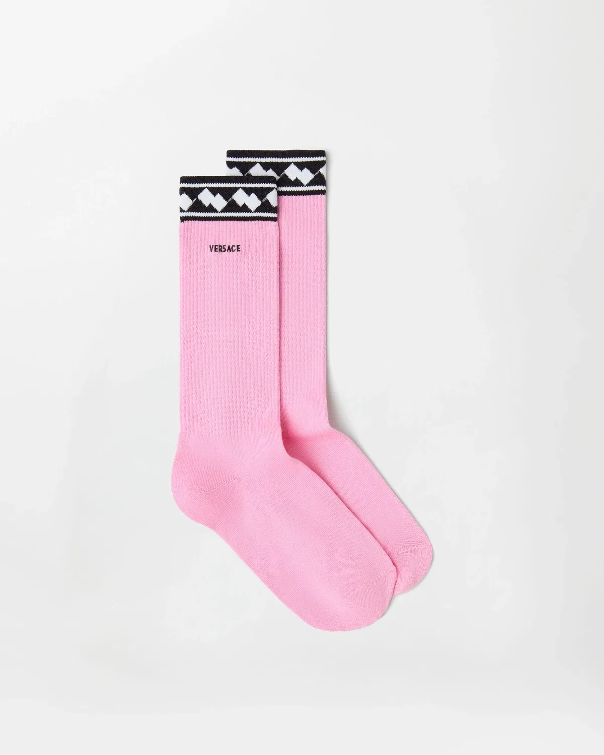 Вышитые хлопковые носки в рубчик Versace, розовый