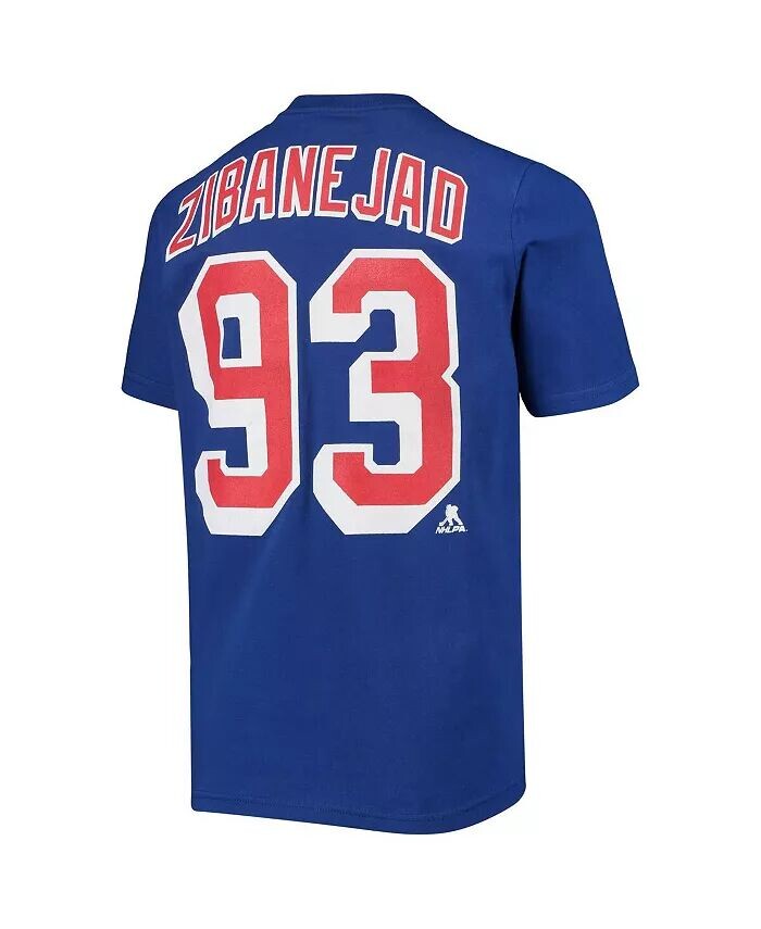 Синяя футболка Big Boys Mika Zibanejad New York Rangers с именем и номером игрока Outerstuff, синий — фото 3
