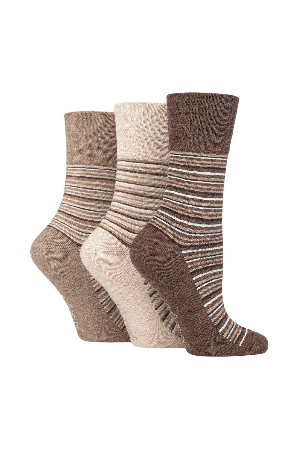 

3 пары носков с рисунком и полосками SOCKSHOP Gentle Grip, коричневый