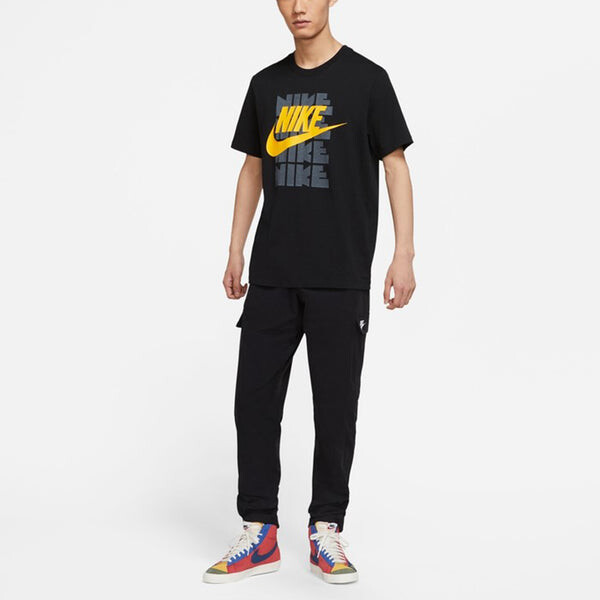Футболка sportswear leisure sports letter print crewneck short sleeve men's black Nike, черный — фото 3
