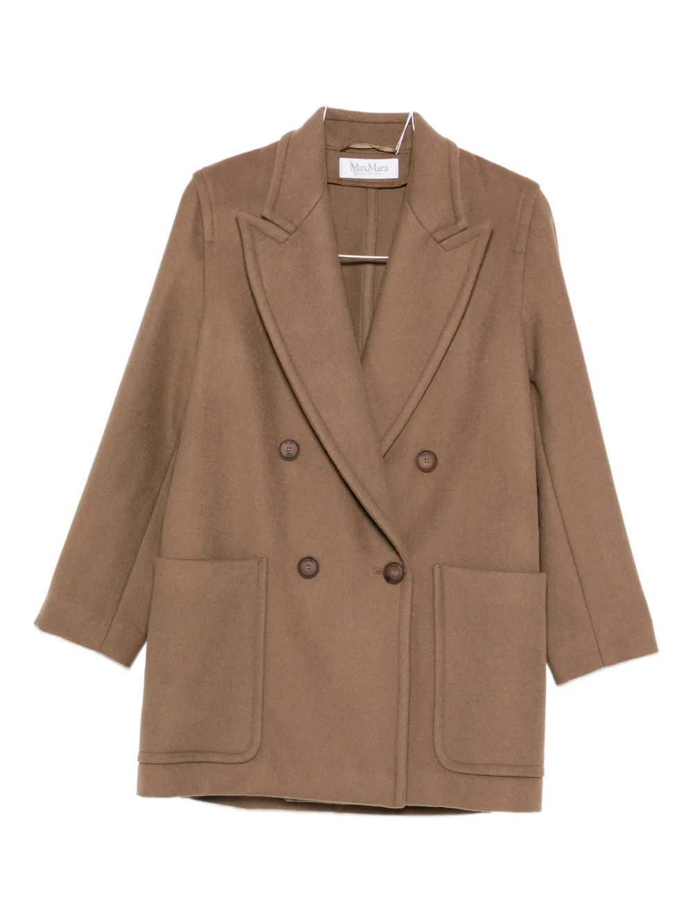 

Двубортное пальто с накладными карманами MAX MARA, коричневый