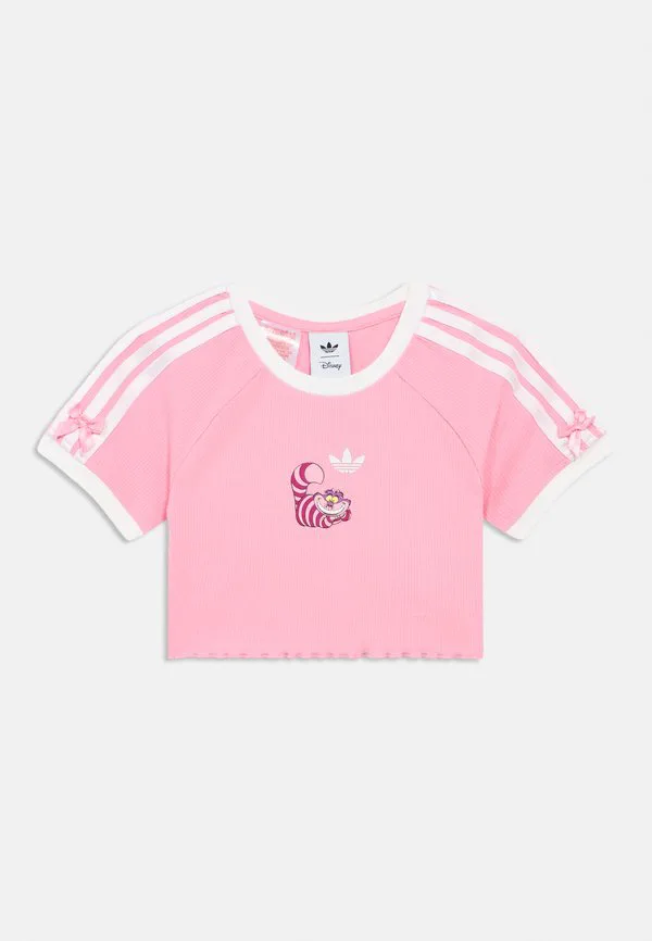 Укороченная футболка-поло с принтом «алиса в стране чудес» для подростков. Adidas Originals, Light Pink/White