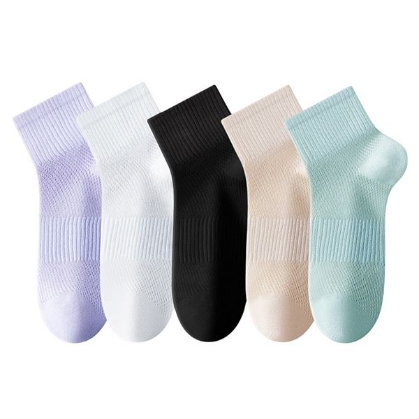 

Женские легкие дышащие носки до щиколотки 5 шт с амортизирующей стелькой, сетчатой текстурой и мягкой посадкой Anna-Kaci, Purple Green Khaki