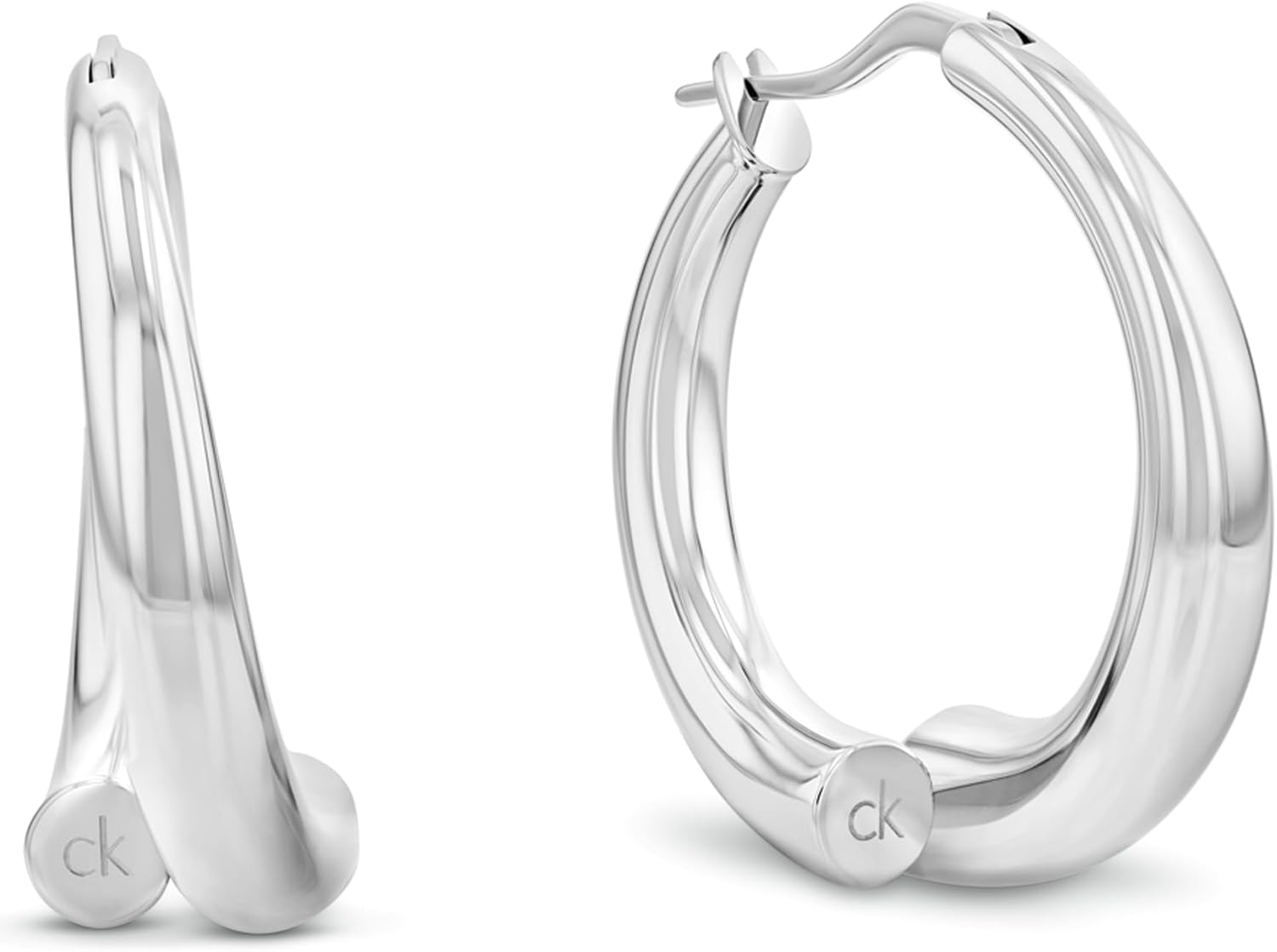 

Женские украшения Calvin Klein - серьги-кольца CK Spiral - нержавеющая сталь - модный аксессуар на каждый день - подарок для нее, Silver-Medium