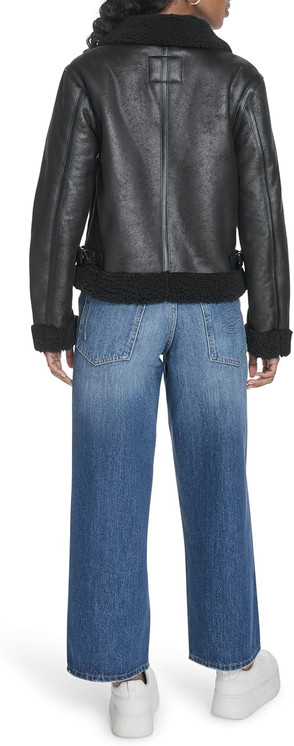 Женская куртка-авиатор Levi's из искусственной овчины, Black Faux Shearling — фото 4