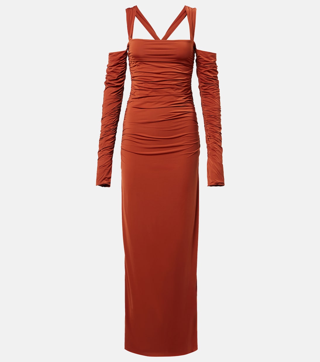 

Платье макси из собранного джерси Rosseli SIR, Rust