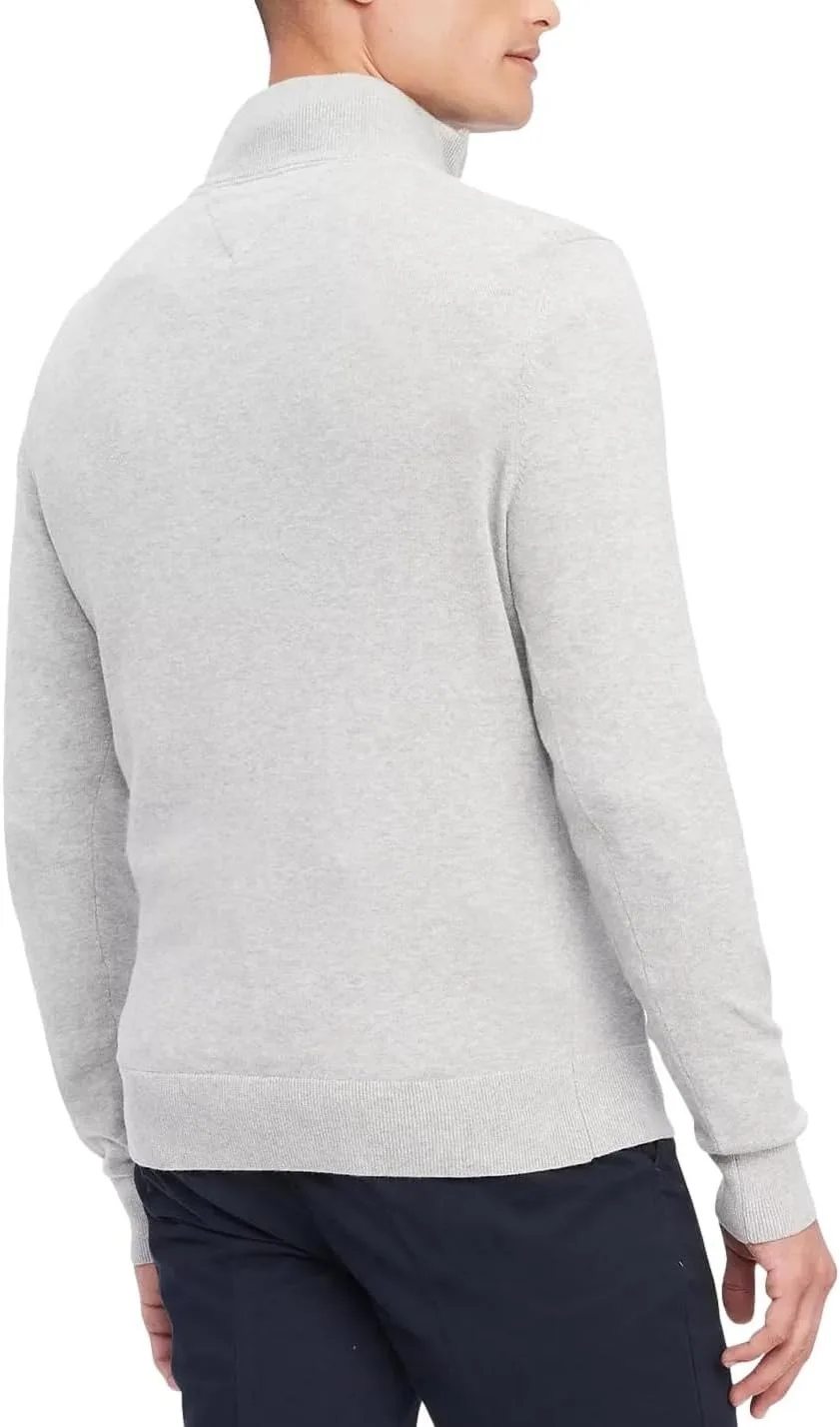 Толстовка Tommy Hilfiger мужская с молнией на 1/4 и воротником-стойкой, LiteGrey, M — фото 4