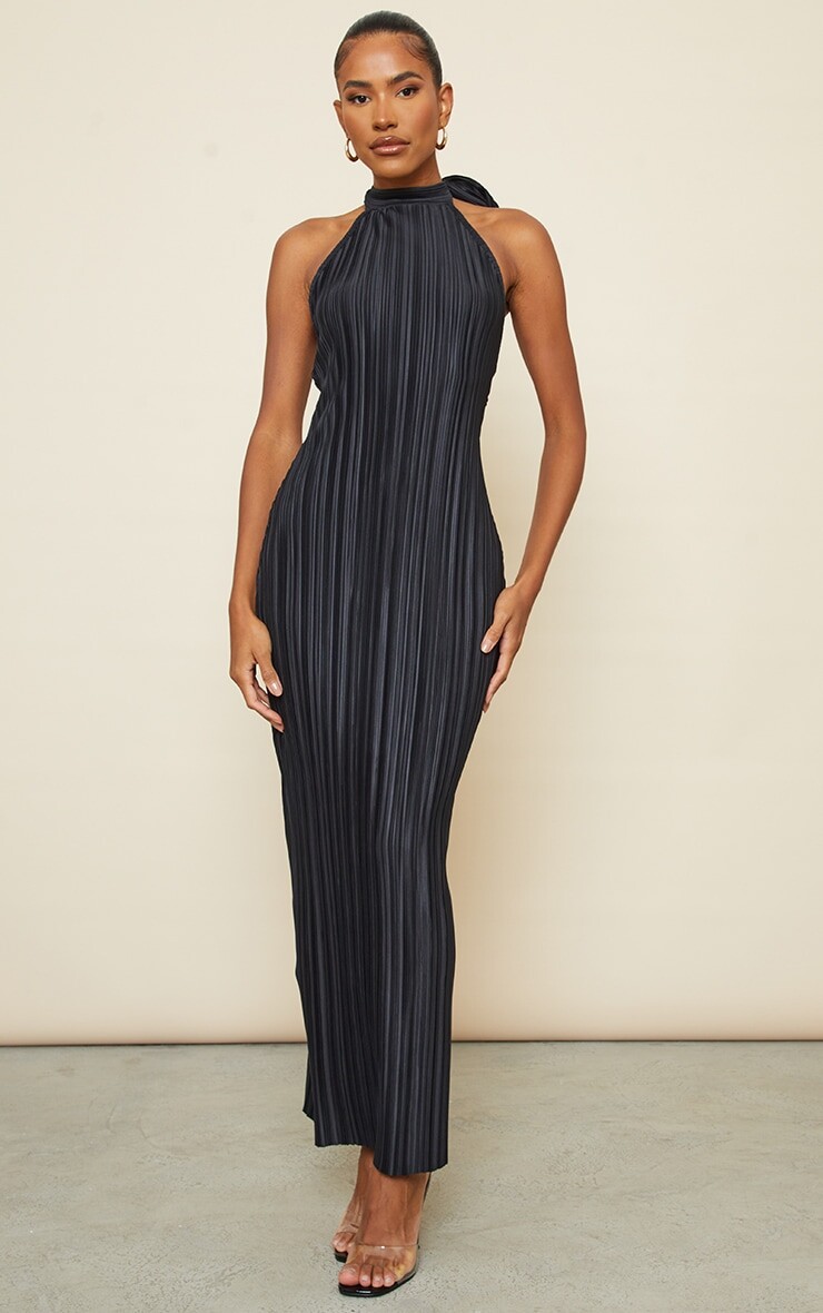 

PrettyLittleThing Черное платье макси с высоким воротником и низкой спиной, Черный, PrettyLittleThing Черное платье макси с высоким воротником и низкой спиной