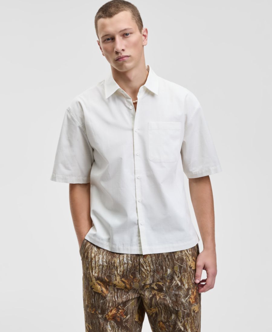 

Мужская рубашка свободного кроя с коротким рукавом из рипстопа, на пуговицах, эксклюзивно для Macy's Mode of One, Neo Natural