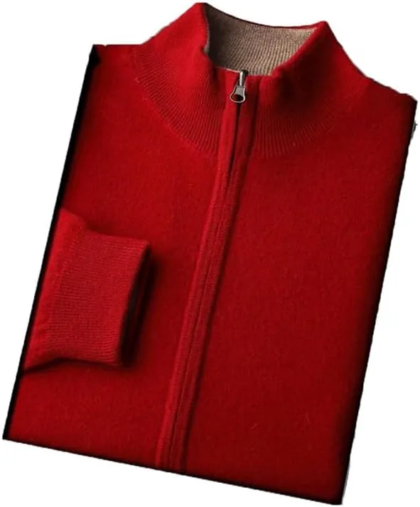 

Мужской толстый свитер с воротником-стойкой и молнией