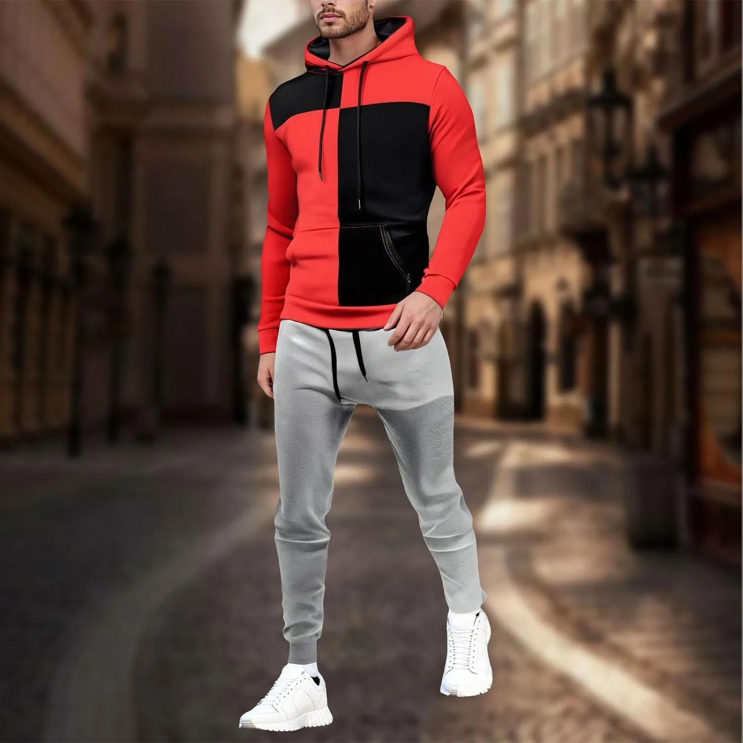 Спортивный костюм из флиса с капюшоном и штанами, Watermelon Red — фото 2