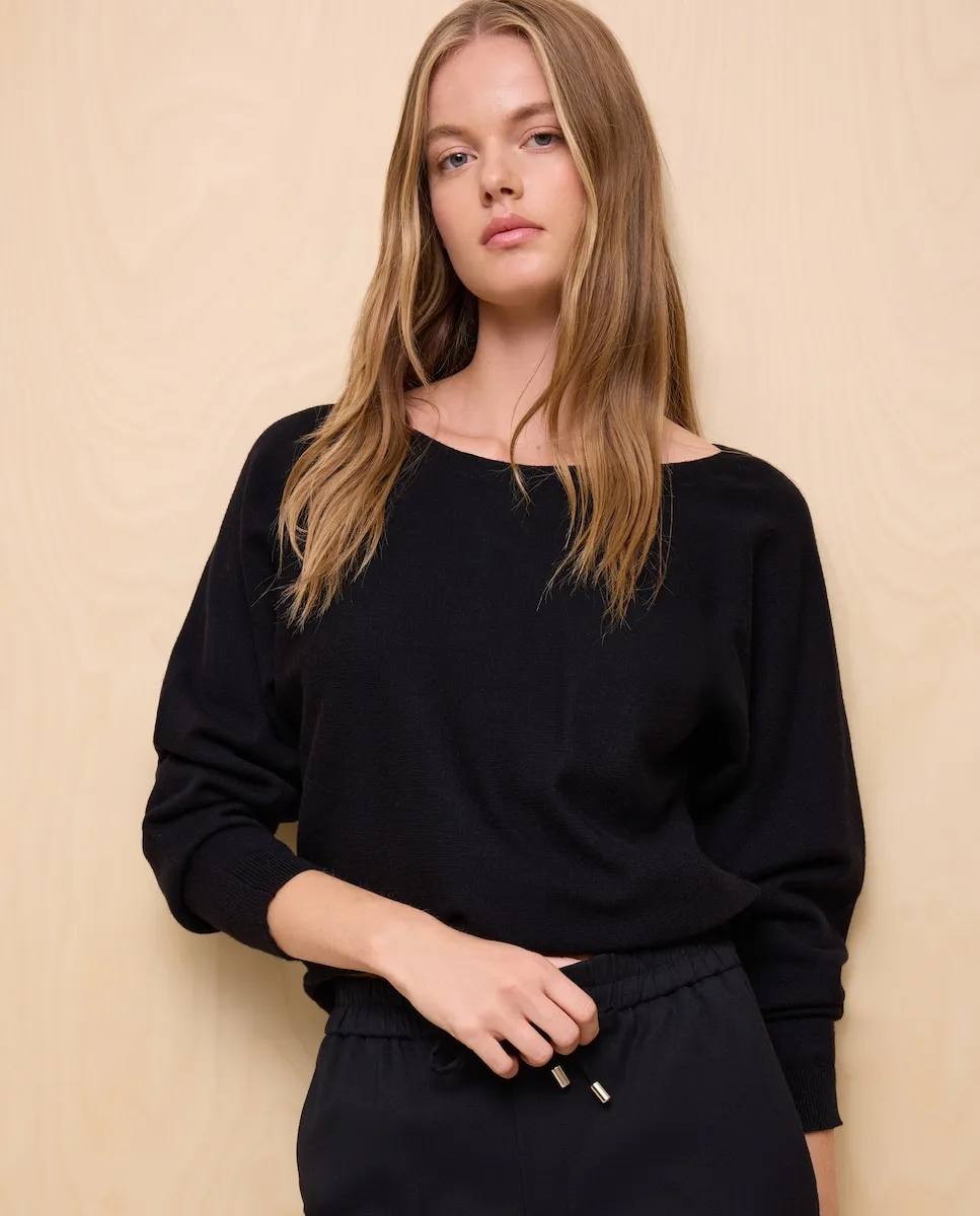 

Женский джемпер с лодочным вырезом Easy Wear, черный