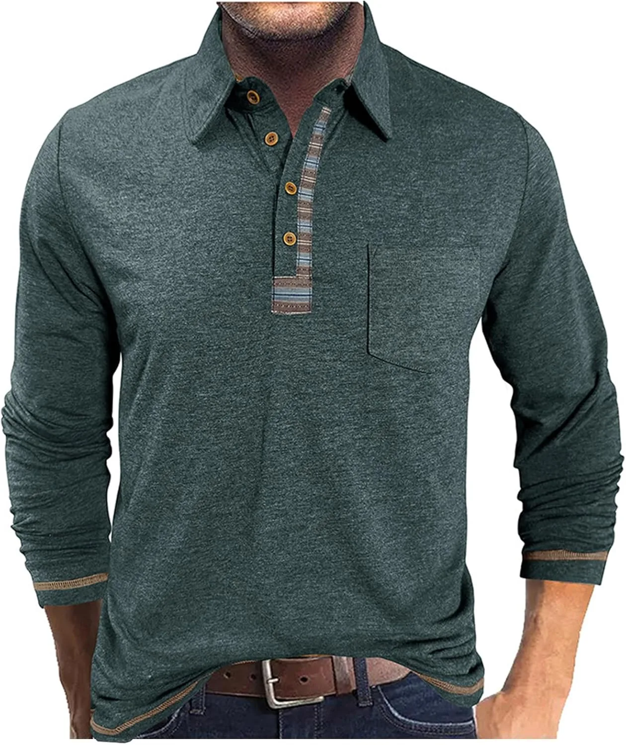 

Мужская поло с длинным рукавом и карманами Wankang