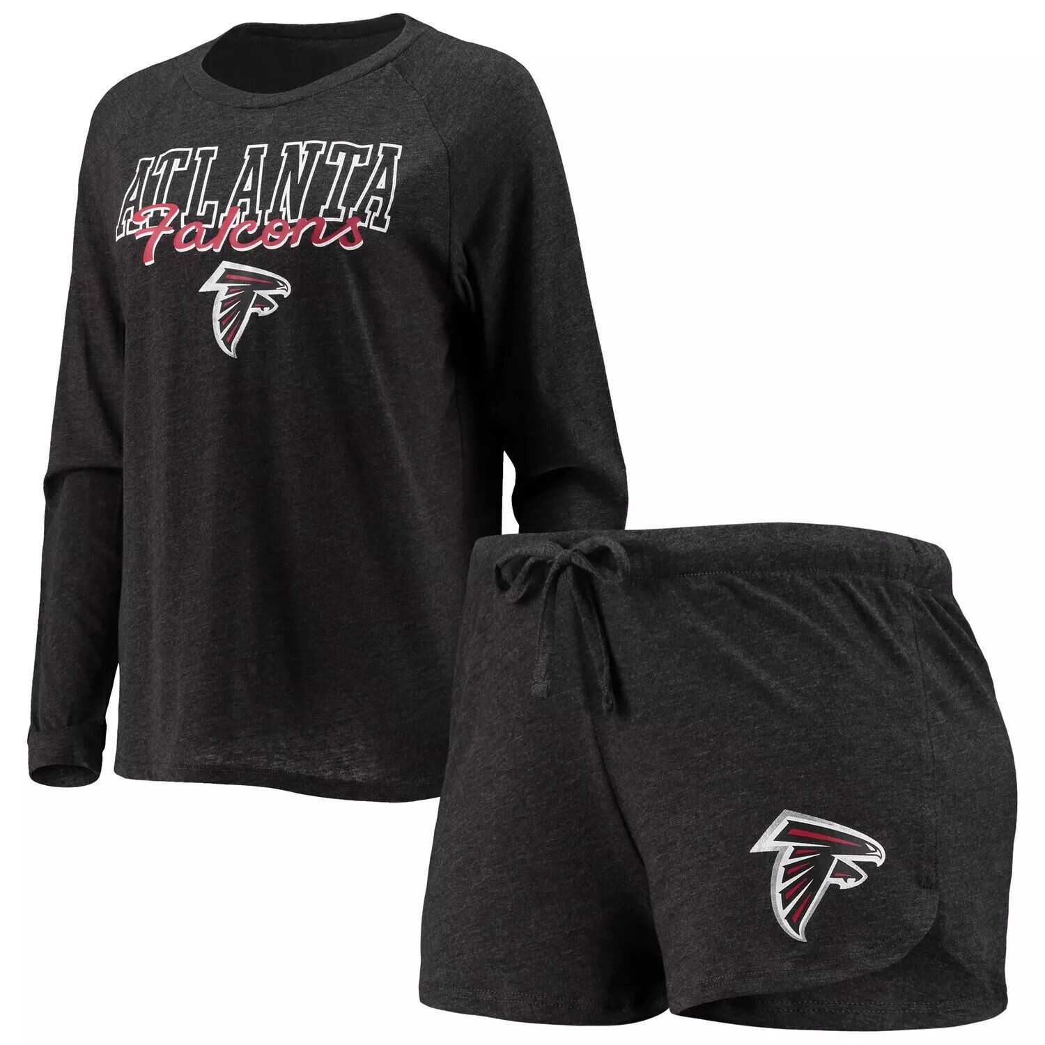 

Женский спортивный черный комплект Atlanta Falcons метр реглан с длинными рукавами и шортами для сна