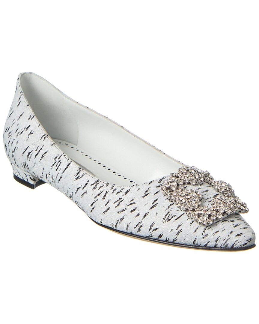 Жаккардовые балетки Manolo Blahnik Hangisi, белый