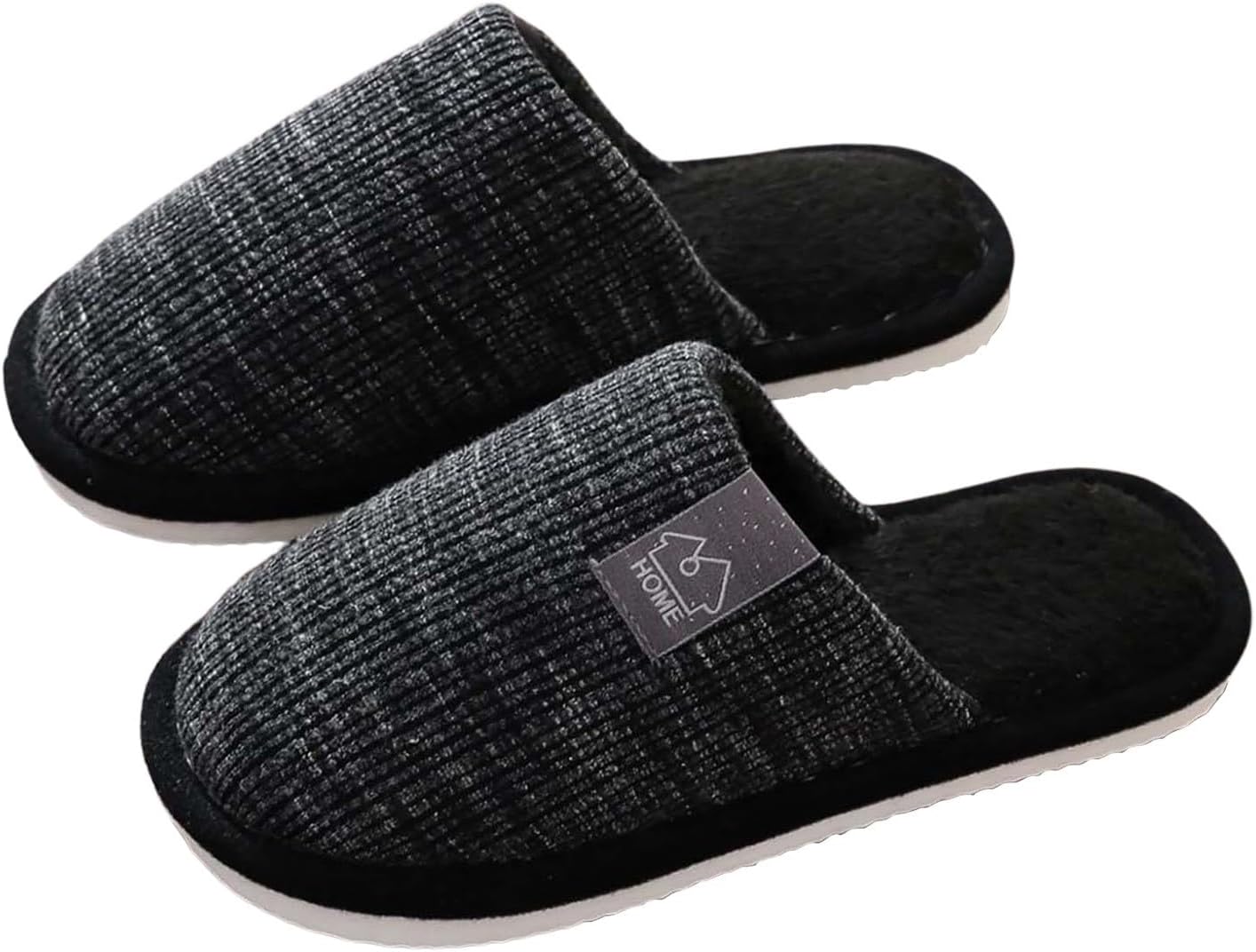 

Мужские теплые удобные тапочки, мягкие, для дома и улицы, шлепанцы для отдыха дома, зимние и осенние повседневные обувь Generic, черный