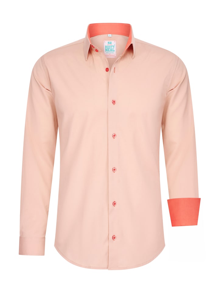 

Рубашка Pastel S - 6XL Slim Fit из хлопка-стрейча персикового цвета Rusty Neal
