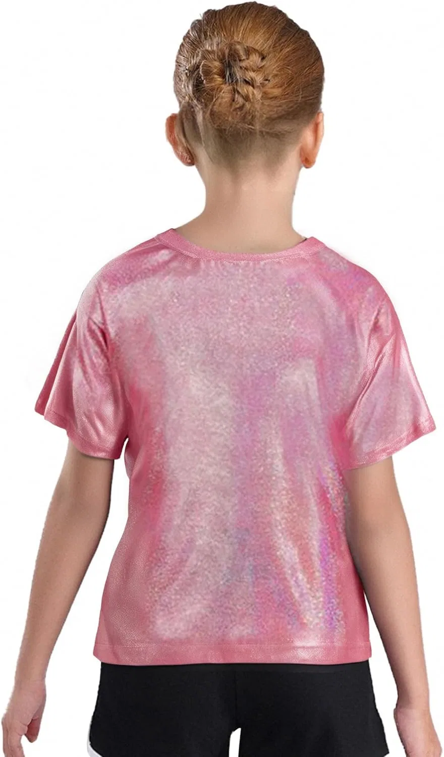 Детская футболка для танцев Hip Hop Metallic Miaeowve, Rose Red — фото 2