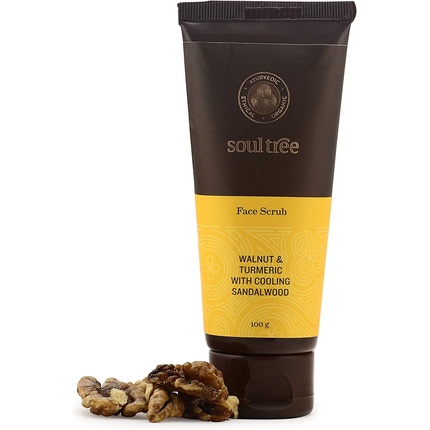 

Скраб для лица SOULTREE с грецким орехом и куркумой, с охлаждающим сандаловым деревом 100 г