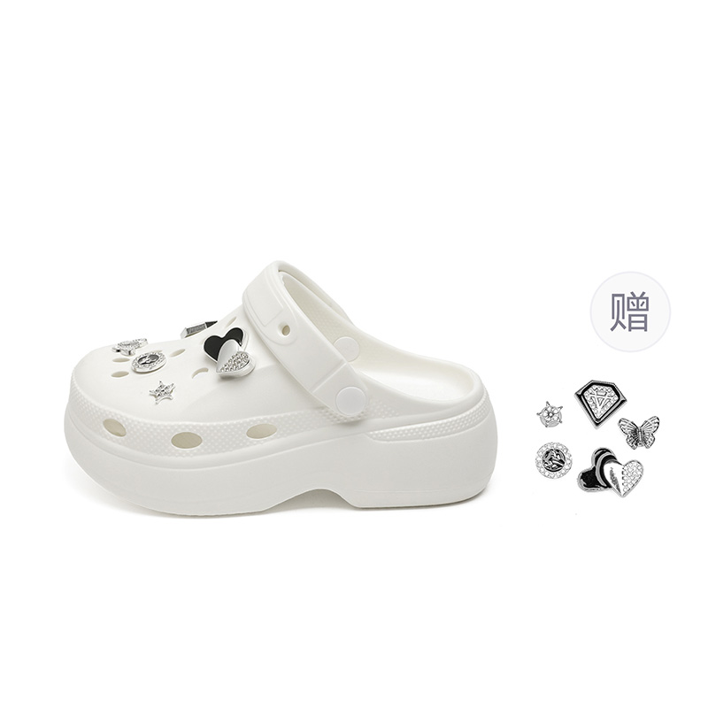 Сабо женские ZHR, Black Insulated Shoes With Free Shoe Flowers