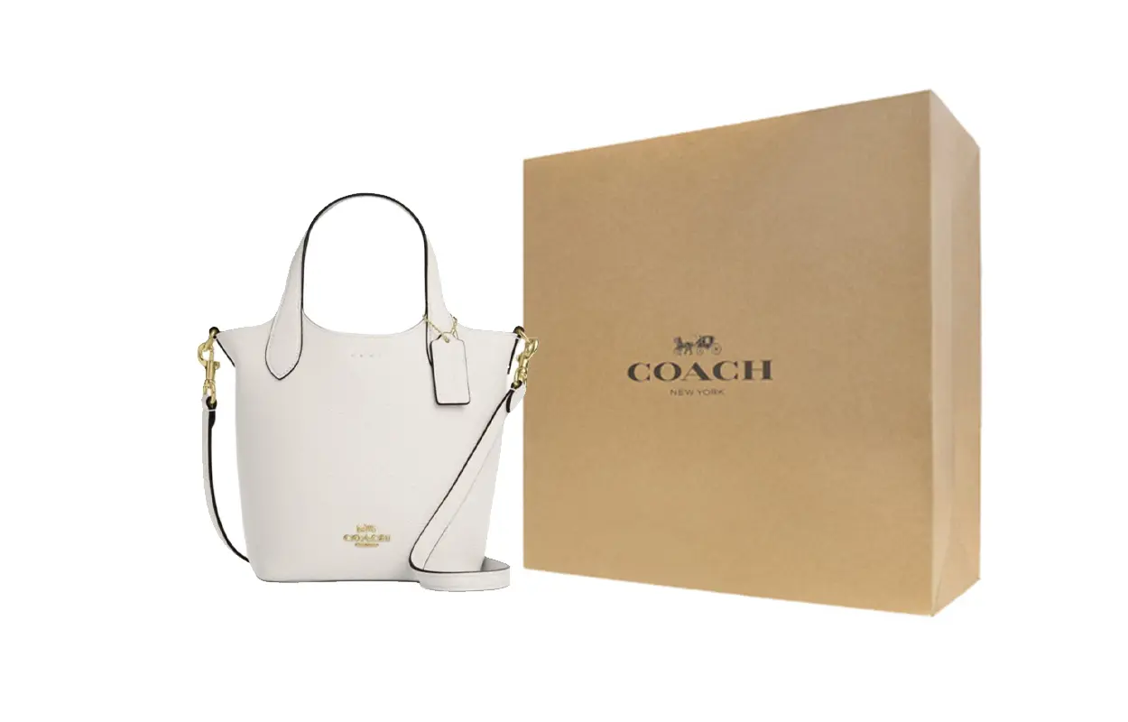

COACH Сумка-ведро из телячьей кожи Ханна маленького размера женская меловая белая