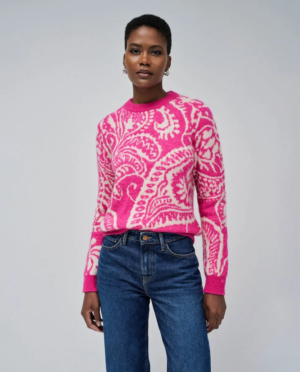 

Женский трикотажный свитер с интарсией Salsa Jeans, розовый/белый