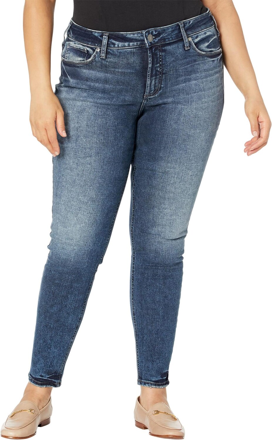 

Джинсы Silver Jeans Co. Plus Size Elyse Skinny Mid-Rise Skinny Leg W03116EGX427, индиго