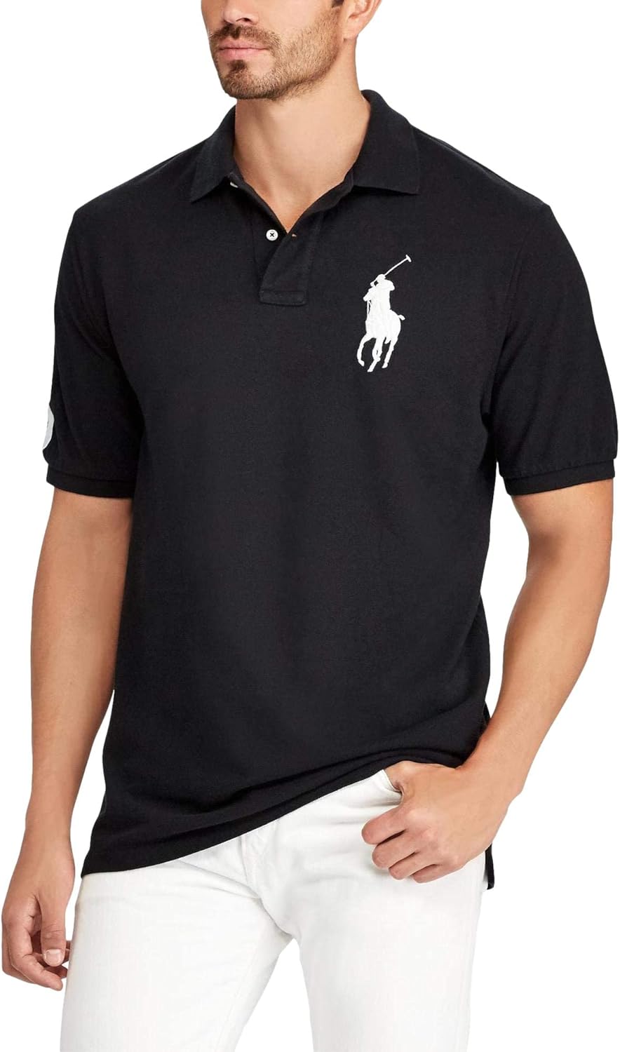 POLO RALPH LAUREN Мужская классическая футболка-поло Big Pony с сетчатой тканью, Ralph Lauren Black — фото 3