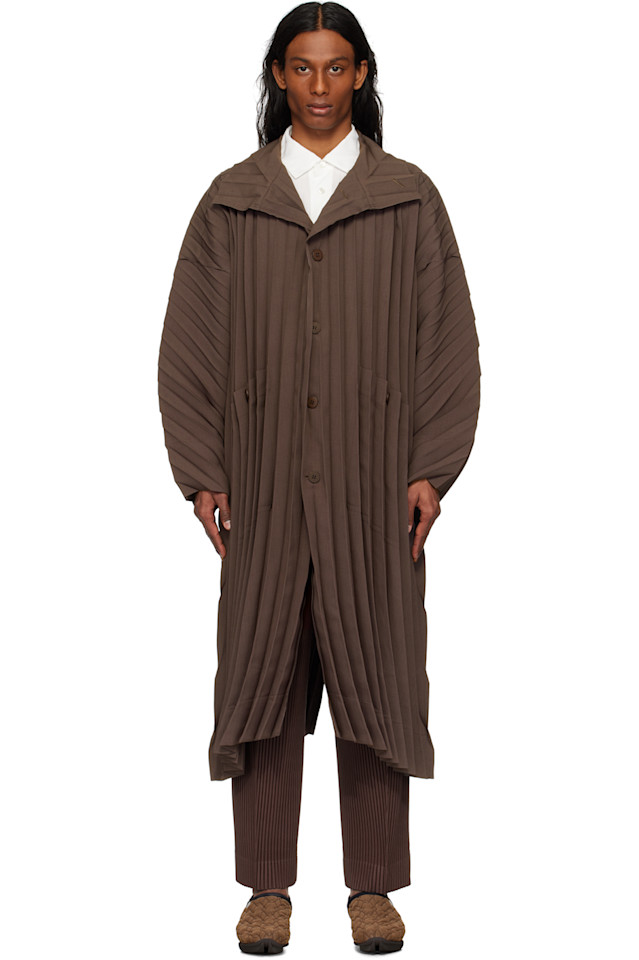 

Пальто с контурной подсветкой Homme Plissé Issey Miyake, коричневый