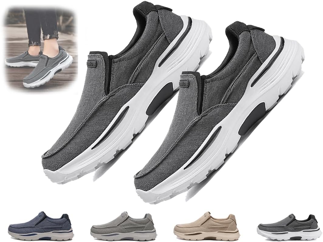 

Мужские дышащие холщовые лоферы на весну/осень, повседневные, противоскользящие, легкие, с поддержкой свода, модные кроссовки, мокасины, ортопедическая обувь Generic, белый