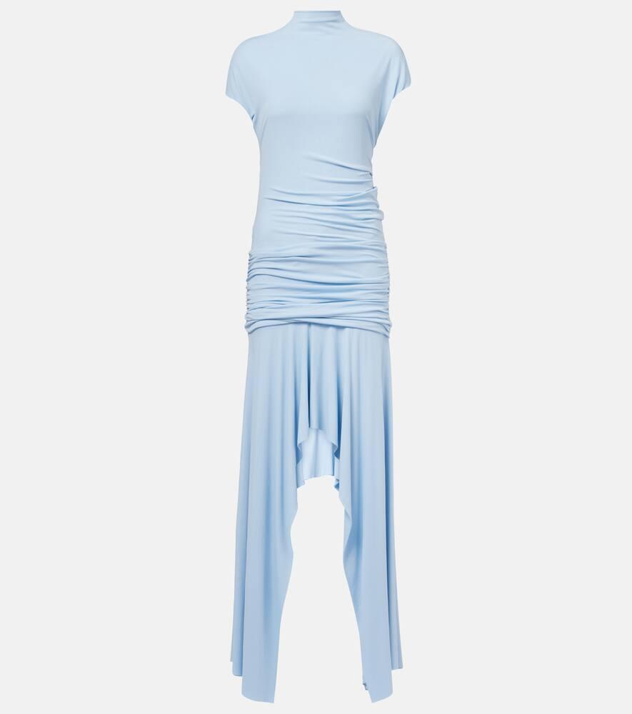 

Асимметрильное платье-коктейль из джерси со сборками Acne Studios, Light Blue